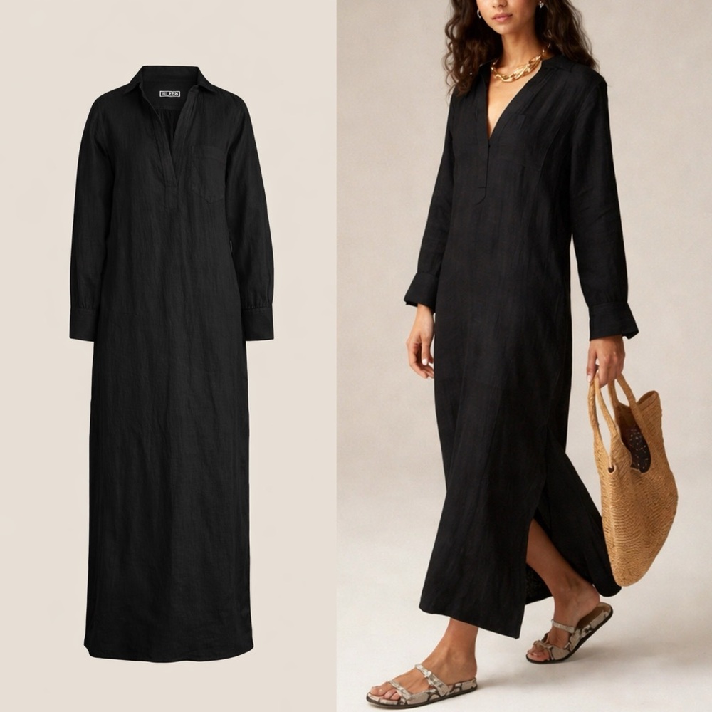 J Crew 2024 Bungalow Popover Maxi Linen Summer Dress - Picture 1 of 6